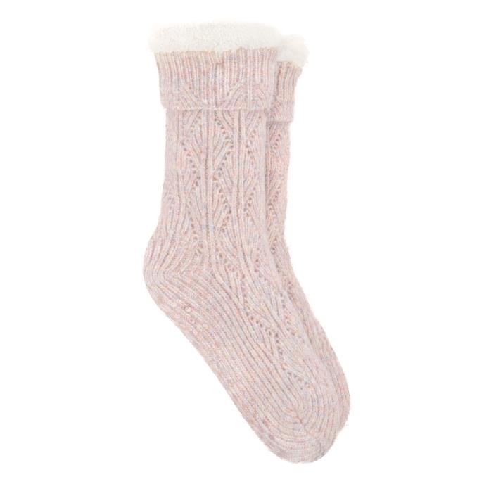 totes toasties® Ladies Texture Slipper Socks Pink Mix Extra Image 2